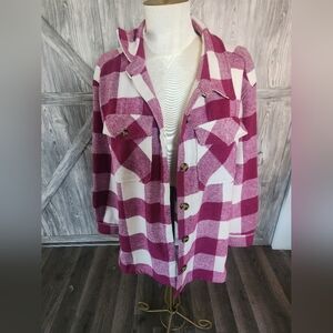 Pink Plaid Button-Up Women's Shacket